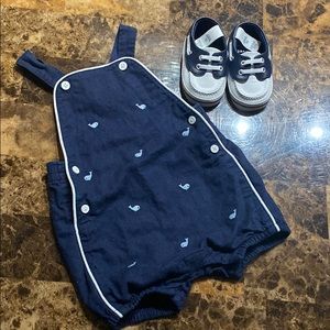 Janie and Jack little boys overalls and shoes